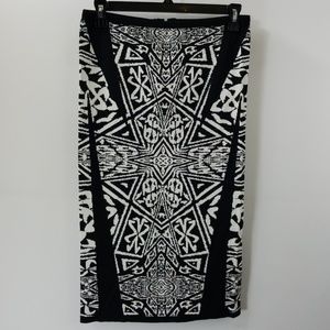 Nicole Miller Black/White Printed Pencil Skirt S